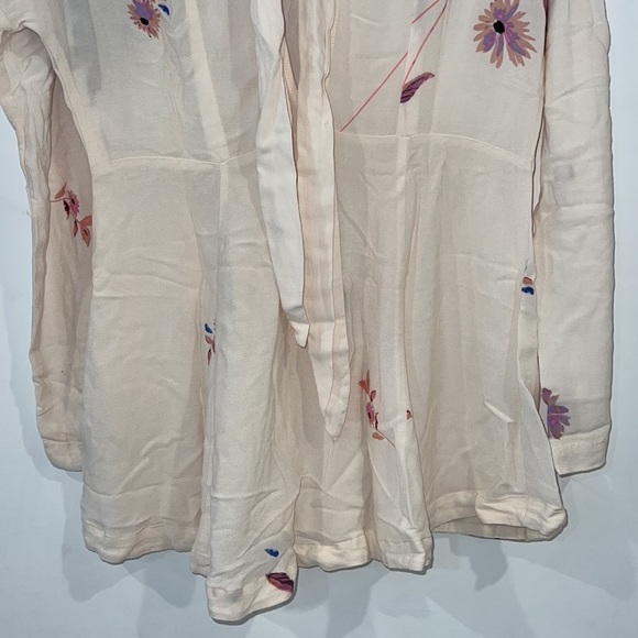 Free people Cream Floral Gemma tied back Tunic Festival mini Dress size XS - Picture 15 of 16